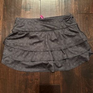 Athleta Black Paisley Ruffled Activewear Golf Tennis Skort